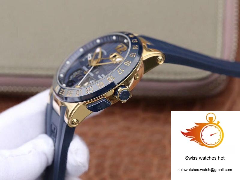 Ulysse Nardin El Toro 322-00-3/BQ All Working GMT Calendar 18K Yellow Gold Blue Dial 6 Ulysse Nardin El Toro 322-00-3/BQ All Working GMT Calendar 18K Yellow Gold Blue Dial 6