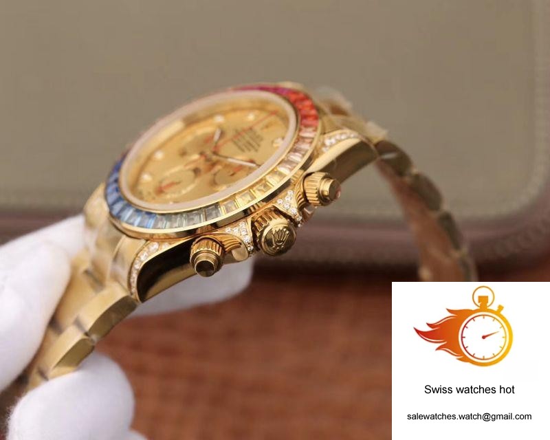 Rolex Daytona Cosmograph Rainbow 116598RBOW BL Factory Gold Dial 6 Rolex Daytona Cosmograph Rainbow 116598RBOW BL Factory Gold Dial 6