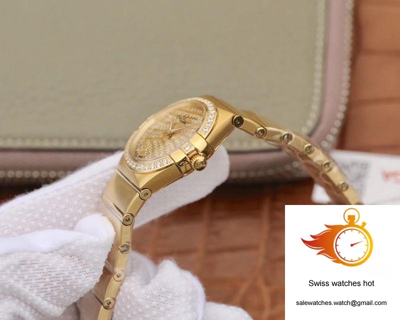 Omega Constellation Ladies 27MM TW Factory 18K Yellow Gold Textured Diamond Dial 6 Omega Constellation Ladies 27MM TW Factory 18K Yellow Gold Textured Diamond Dial 6
