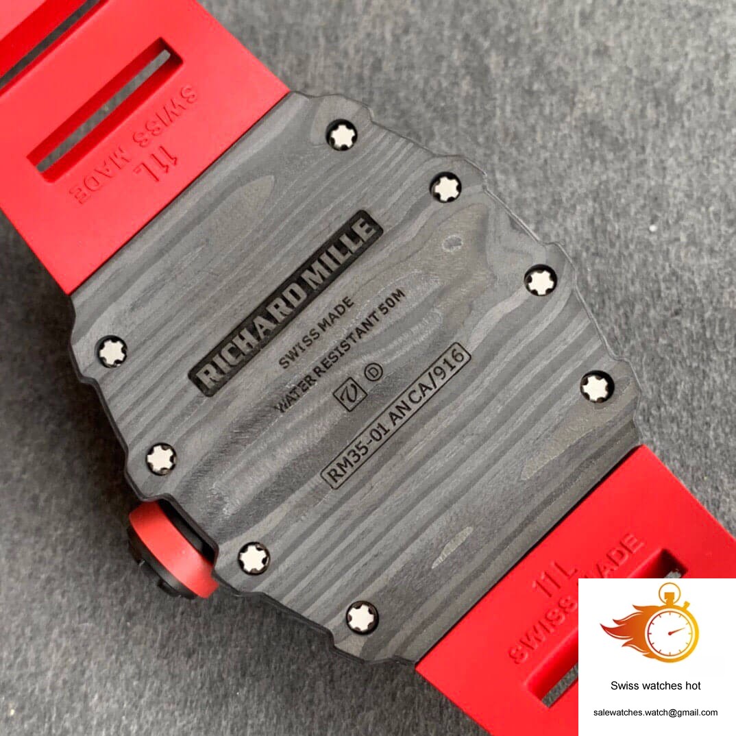 Richard Mille RM35-01 KV Factory Carbon Fiber Red Strap 6 Richard Mille RM35-01 KV Factory Carbon Fiber Red Strap 6