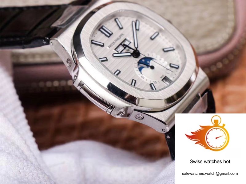 PF Factory Patek Philippe Nautilus 5726/1A-010 Moonphase Black Leather Strap 6 PF Factory Patek Philippe Nautilus 5726/1A-010 Moonphase Black Leather Strap 6