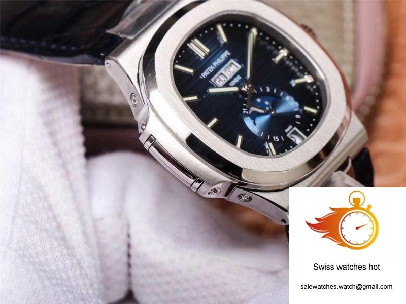 PF Factory Patek Philippe Nautilus 5726/1A-014 Moonphase Black Leather Strap 6 PF Factory Patek Philippe Nautilus 5726/1A-014 Moonphase Black Leather Strap 6