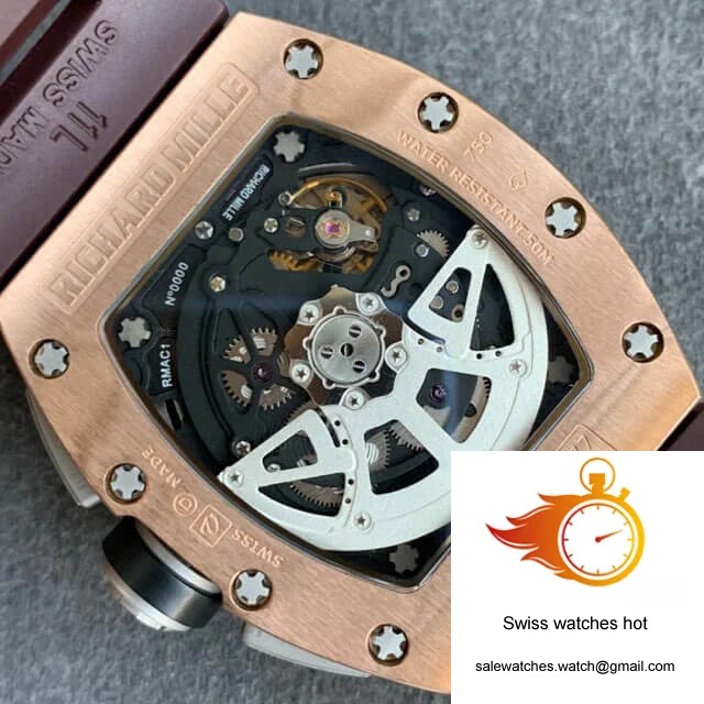 Richard Mille RM011 KV Factory Rose Gold Brown Rubber Strap 8 Richard Mille RM011 KV Factory Rose Gold Brown Rubber Strap 8