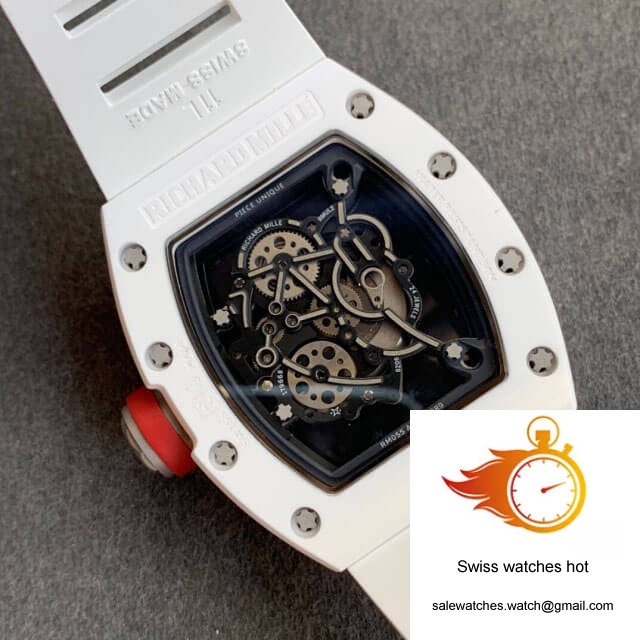 Richard Mille RM055 KV Factory V2 White Ceramic Case Rubber Strap 8 Richard Mille RM055 KV Factory V2 White Ceramic Case Rubber Strap 8