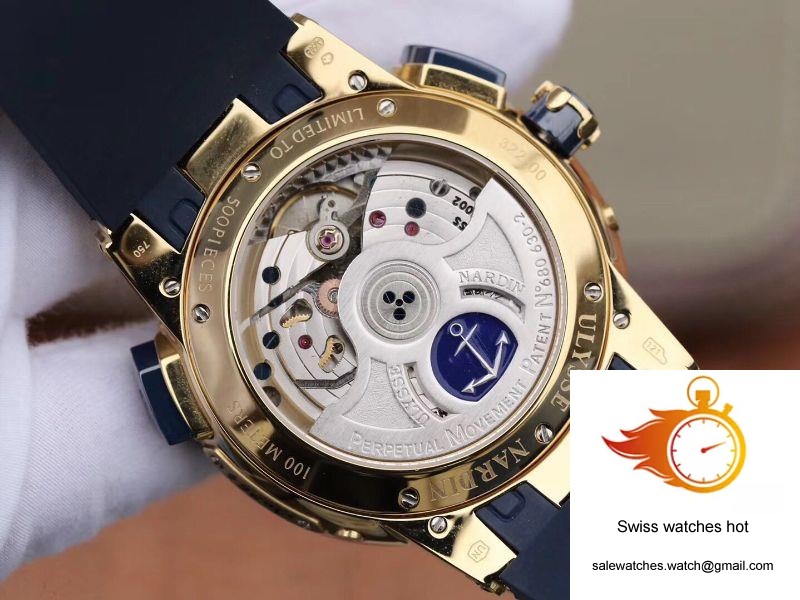 Ulysse Nardin El Toro 322-00-3/BQ All Working GMT Calendar 18K Yellow Gold Blue Dial 8 Ulysse Nardin El Toro 322-00-3/BQ All Working GMT Calendar 18K Yellow Gold Blue Dial 8