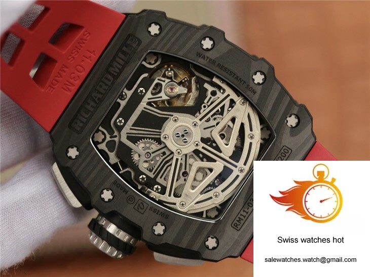 Richard Mille RM11-03 KV Factory Carbon Fiber Red Strap 8 Richard Mille RM11-03 KV Factory Carbon Fiber Red Strap 8