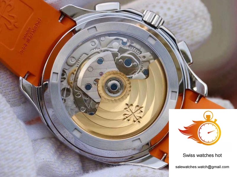 Patek Philippe Aquanaut Chronograph 5968A Orange Rubber Strap Black Dial 8 Patek Philippe Aquanaut Chronograph 5968A Orange Rubber Strap Black Dial 8