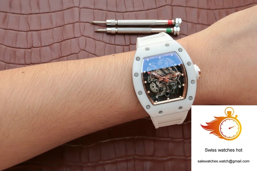 Richard Mille RM055 KV Factory White Ceramic Rubber Strap 9 Richard Mille RM055 KV Factory White Ceramic Rubber Strap 9