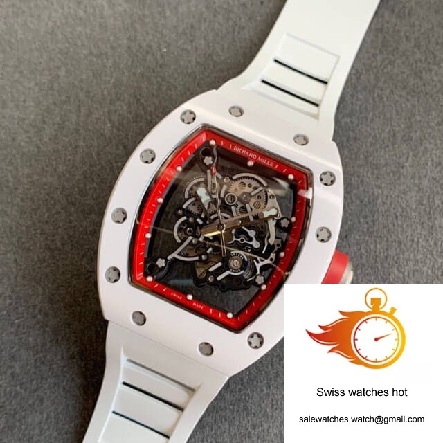 Richard Mille RM055 KV Factory V2 White Ceramic Case Rubber Strap 9 Richard Mille RM055 KV Factory V2 White Ceramic Case Rubber Strap 9