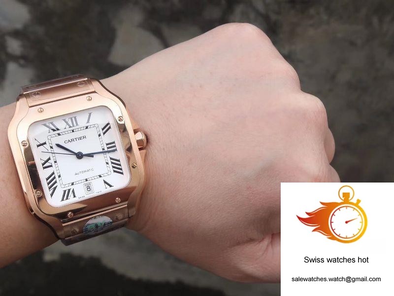 Cartier De Santos 40mm BV Factory 18K Rose Gold Case White Dial 9 Cartier De Santos 40mm BV Factory 18K Rose Gold Case White Dial 9