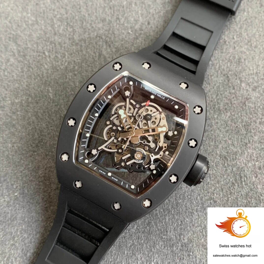 Richard Mille RM055 KV Factory V2 Black Ceramic Rubber Strap 9 Richard Mille RM055 KV Factory V2 Black Ceramic Rubber Strap 9